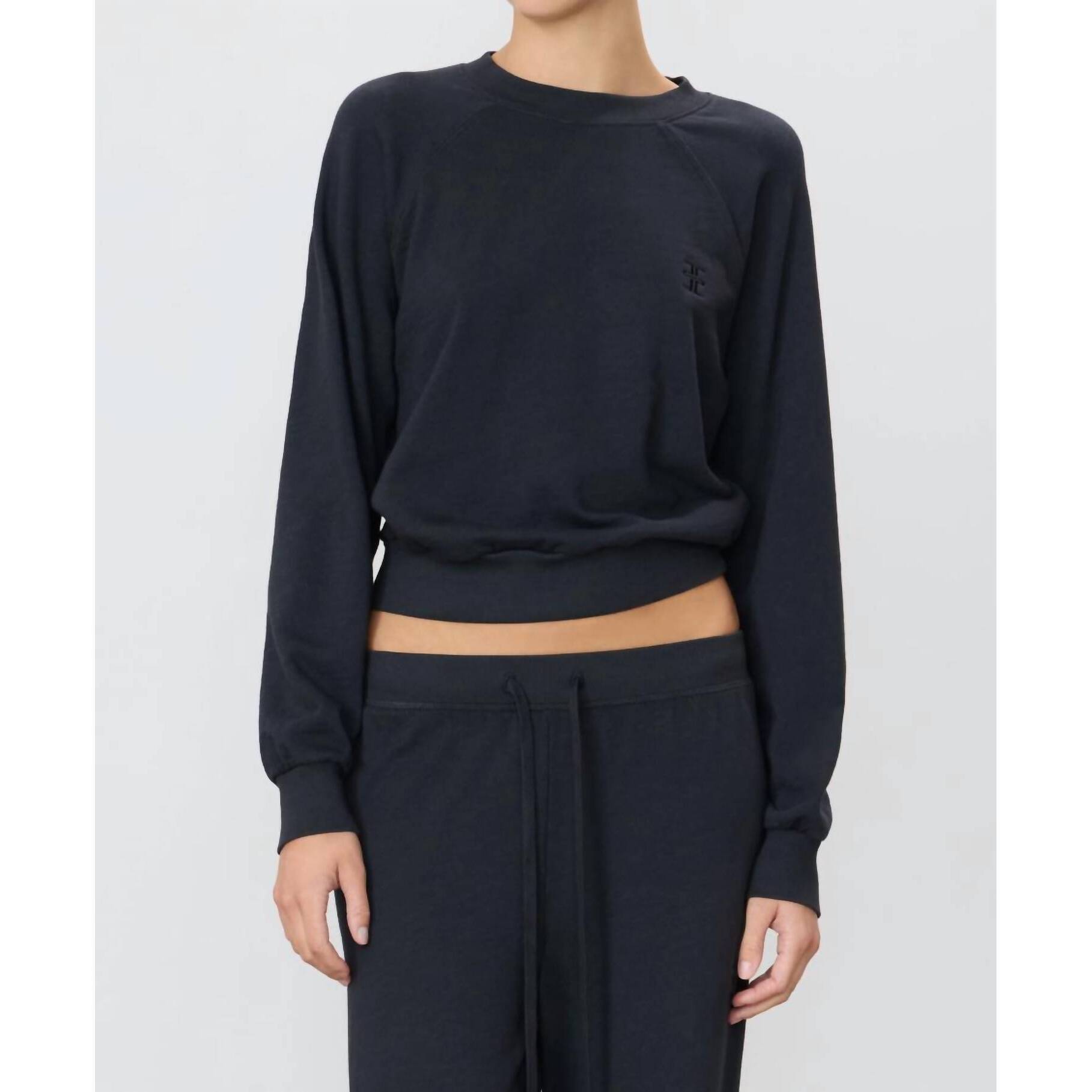 New Eterne Shrunken Raglan Sweatshirt In Faded Black